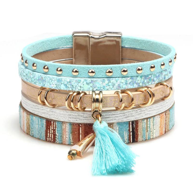 Kirykle Tassel Pendant Multilayer Bracelet for Women