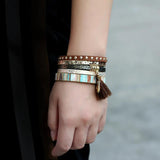 Kirykle Tassel Pendant Multilayer Bracelet for Women
