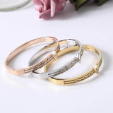 V Shape Love Bracelets CZ Crystal Stainless Steel Bracelet Women Girls Cuff