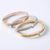V Shape Love Bracelets CZ Crystal Stainless Steel Bracelet Women Girls Cuff