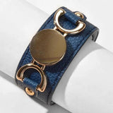 Kirykle Monogram Leather Cuff Bracelet 3 Row Multicolor Leather Bracelet