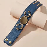 Kirykle Monogram Leather Cuff Bracelet 3 Row Multicolor Leather Bracelet
