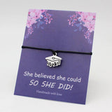 Graduate Graduation Charm Bracelet College Cap Adjustable Rope Gift