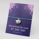Graduate Graduation Charm Bracelet College Cap Adjustable Rope Gift