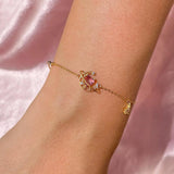 Love Moon Bracelet Copper Plated Pink Heart Zircon Gift