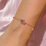 Love Moon Bracelet Copper Plated Pink Heart Zircon Gift