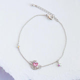 Love Moon Bracelet Copper Plated Pink Heart Zircon Gift