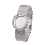 30mm Round Glass Memory Locket Leather Watch Bracelet Gift