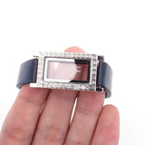 30mm Round Glass Memory Locket Leather Watch Bracelet Gift
