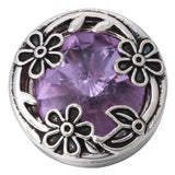 6pcs Purple Rhinestone Flower Snap Buttons for 18mm Snap Bracelets DIY Jewelry