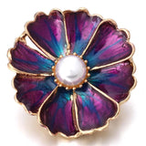 6pcs Purple Rhinestone Flower Snap Buttons for 18mm Snap Bracelets DIY Jewelry