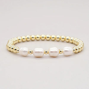 7mm Freshwater Pearl Bracelet with Colored Stone Beads