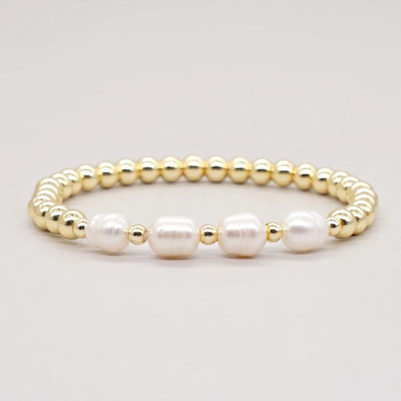 7mm Freshwater Pearl Bracelet with Colored Stone Beads
