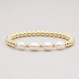 7mm Freshwater Pearl Bracelet with Colored Stone Beads