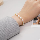 7mm Freshwater Pearl Bracelet with Colored Stone Beads