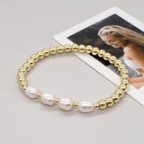 7mm Freshwater Pearl Bracelet with Colored Stone Beads