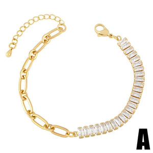 Cuban Link Chain Crystal Bracelet Coffee Beans Tennis