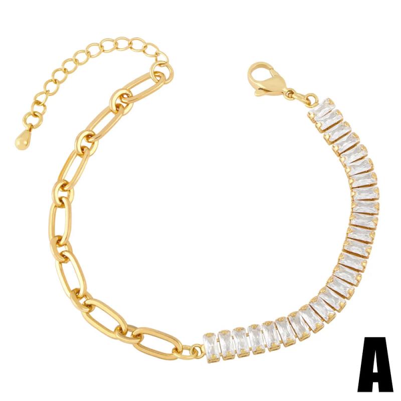 Cuban Link Chain Crystal Bracelet Coffee Beans Tennis