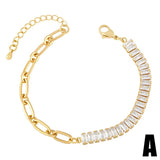 Cuban Link Chain Crystal Bracelet Coffee Beans Tennis