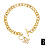 Cuban Link Chain Crystal Bracelet Coffee Beans Tennis