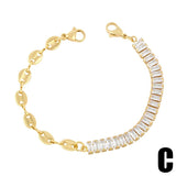 Cuban Link Chain Crystal Bracelet Coffee Beans Tennis