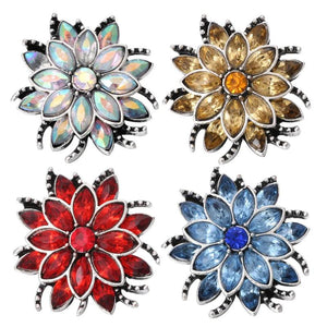 6pcs DIY Crystal Flower Snap Buttons for 18mm Snap Bracelets Women Jewelry