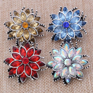 6pcs DIY Crystal Flower Snap Buttons for 18mm Snap Bracelets Women Jewelry
