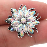 6pcs DIY Crystal Flower Snap Buttons for 18mm Snap Bracelets Women Jewelry