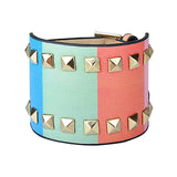 Kirykle Colorful Wide Leather Bracelet Punk Rock Party Jewelry