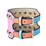 Kirykle Colorful Wide Leather Bracelet Punk Rock Party Jewelry