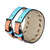 Kirykle Colorful Wide Leather Bracelet Punk Rock Party Jewelry