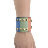 Kirykle Colorful Wide Leather Bracelet Punk Rock Party Jewelry