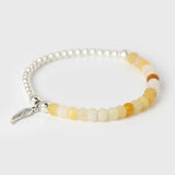 Silver Angel Wings Charm Bracelet Natural Stone Beaded Jewelry Gift