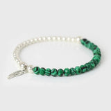 Silver Angel Wings Charm Bracelet Natural Stone Beaded Jewelry Gift