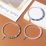 Silver Angel Wings Charm Bracelet Natural Stone Beaded Jewelry Gift