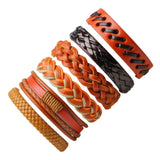 6PCs/Set Leather Bracelet Multilayer Punk Skull Star Charm Wrap Hand Bracelets