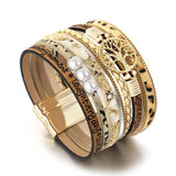 Bohemia Leopard Print Leather Bracelet Women Tree of Life Wrap