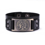 Triple Moon Goddess Tree Of Life Leather Bracelet Wiccan Pentagram Cuff