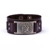 Triple Moon Goddess Tree Of Life Leather Bracelet Wiccan Pentagram Cuff