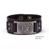 Triple Moon Goddess Tree Of Life Leather Bracelet Wiccan Pentagram Cuff