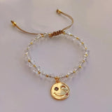 Crystal Beaded Bracelet with Smile Charm