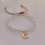 Crystal Beaded Bracelet with Smile Charm