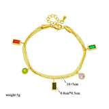 LAMENGLY 316L Stainless Steel Zircon Bracelet 2in1 Chain Jewelry