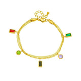 LAMENGLY 316L Stainless Steel Zircon Bracelet 2in1 Chain Jewelry