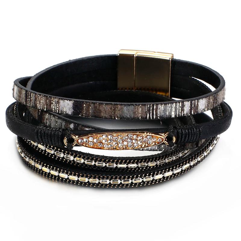 Bohemian Double Wrapped Leather Bracelet Vintage Womens