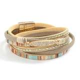 Bohemian Double Wrapped Leather Bracelet Vintage Womens