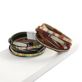 Bohemian Double Wrapped Leather Bracelet Vintage Womens