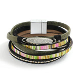 Bohemian Double Wrapped Leather Bracelet Vintage Womens
