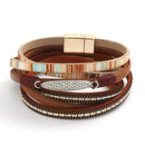 Bohemian Double Wrapped Leather Bracelet Vintage Womens