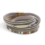 Bohemian Double Wrapped Leather Bracelet Vintage Womens